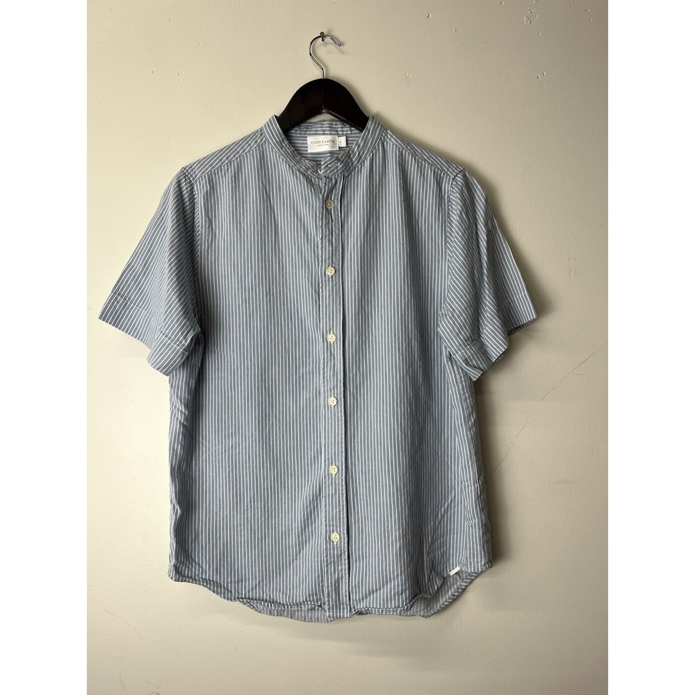 Cozy Earth Men's Striped Button Down Short Sleeve Shirt Small